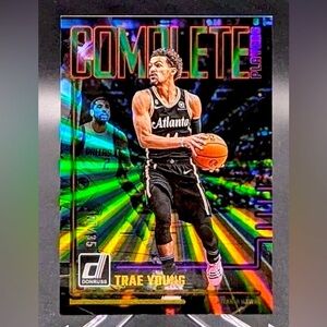 2023-24 Trae Young SSP Purple & Green Laser #d/35 ft. Luka Doncic & Kyrie Irving